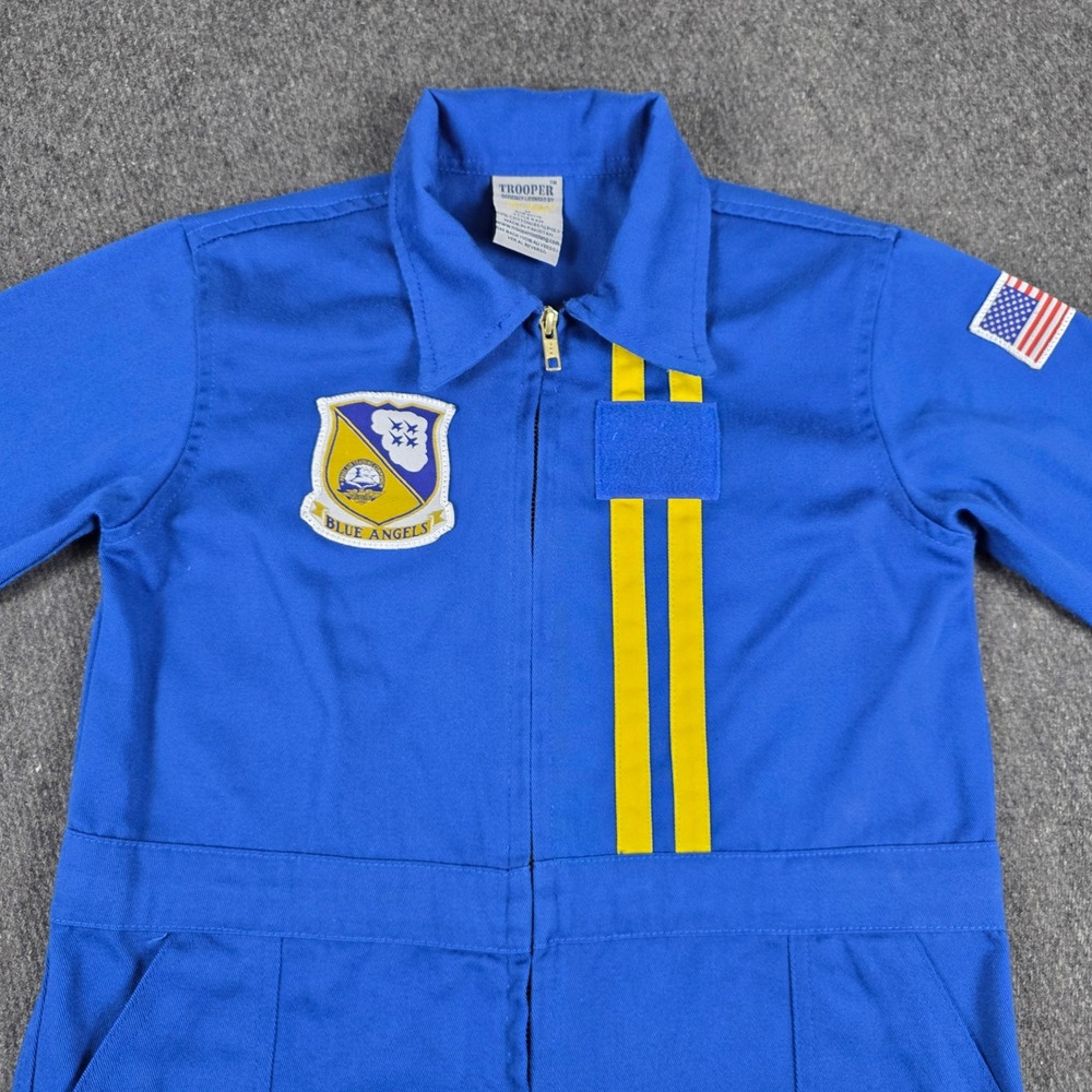 Trooper Blue Angels Flight Suit Kids Medium Blue Embroidered Pilot Jumpsuit